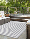 Sustainable Strands Indoor-Outdoor Oasis Collection Area Rug - Harborview Rectangle Gray and White  lifestyle 5