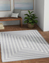 Sustainable Strands Indoor-Outdoor Oasis Collection Area Rug - Harborview Rectangle Gray and White  lifestyle 8
