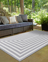 Sustainable Strands Indoor-Outdoor Oasis Collection Area Rug - Harborview Rectangle Gray and White  lifestyle 11
