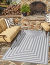 Sustainable Strands Indoor-Outdoor Oasis Collection Area Rug - Harborview Rectangle Gray and White  lifestyle 17