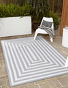 Sustainable Strands Indoor-Outdoor Oasis Collection Area Rug - Harborview Rectangle Gray and White  lifestyle 23