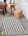 Sustainable Strands Indoor-Outdoor Oasis Collection Area Rug - Harborview Runner Gray and White  lifestyle 37