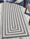 Sustainable Strands Indoor-Outdoor Oasis Collection Area Rug - Harborview Runner Gray and White  lifestyle 41