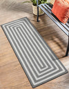 Sustainable Strands Indoor-Outdoor Oasis Collection Area Rug - Harborview Runner Gray and White  lifestyle 45