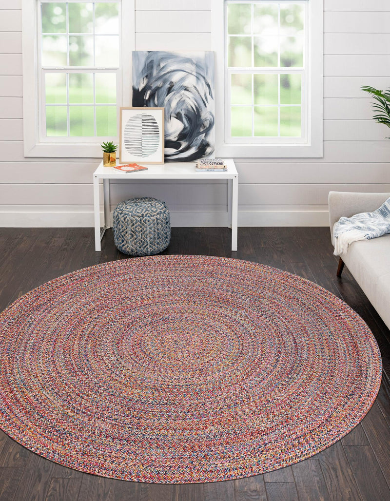 Sustainable Strands Indoor-Outdoor Oasis Collection Area Rug -  Sandbar (Multi) Round Multi  lifestyle 24