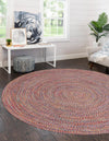 Sustainable Strands Indoor-Outdoor Oasis Collection Area Rug -  Sandbar (Multi) Round Multi  lifestyle 26