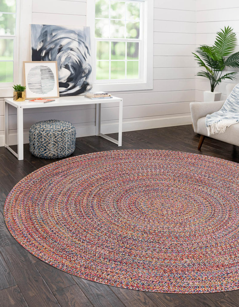 Sustainable Strands Indoor-Outdoor Oasis Collection Area Rug -  Sandbar (Multi) Round Multi  lifestyle 26