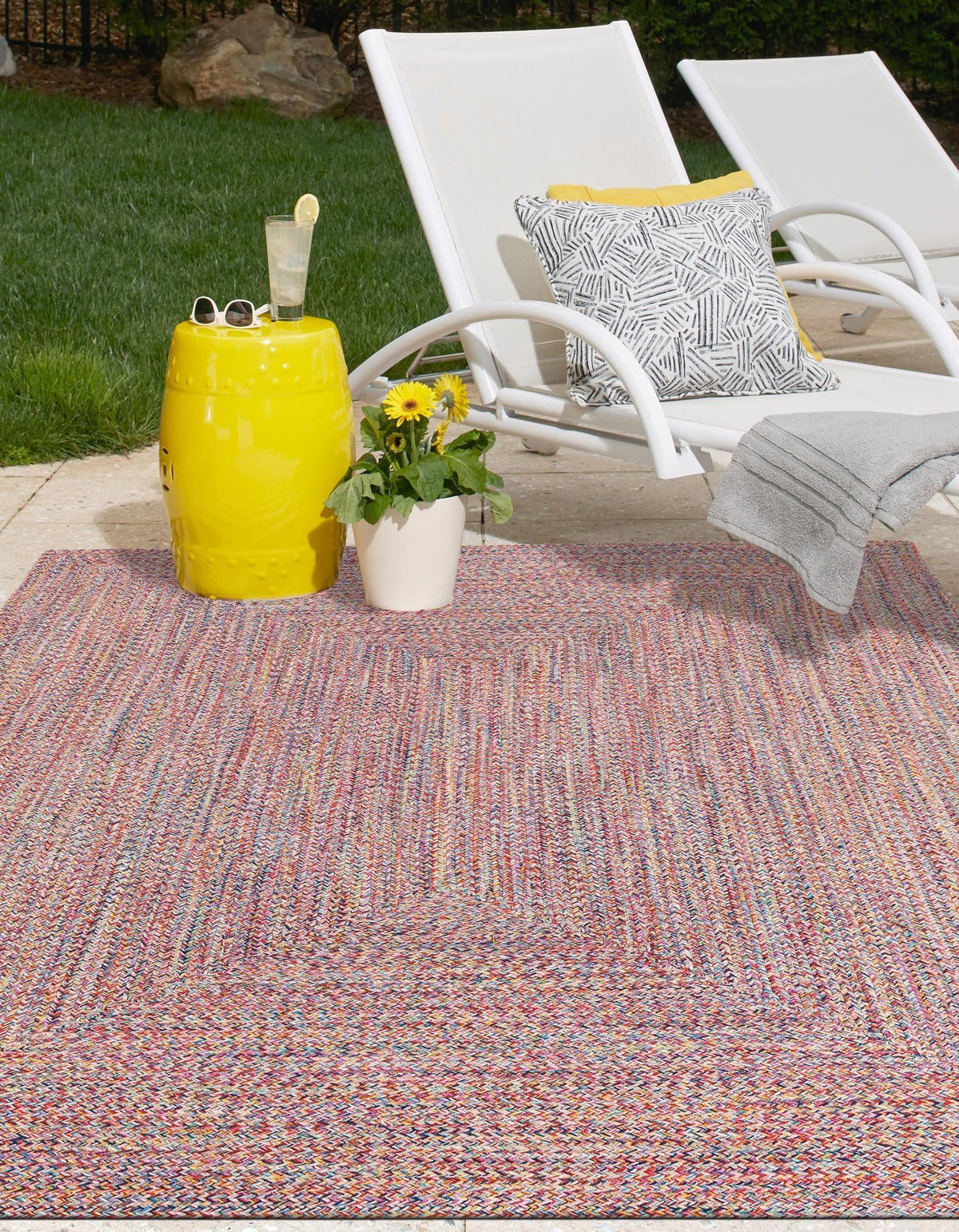 Sustainable Strands Indoor-Outdoor Oasis Collection Area Rug -  Sandbar (Multi) Rectangle Multi  lifestyle 12