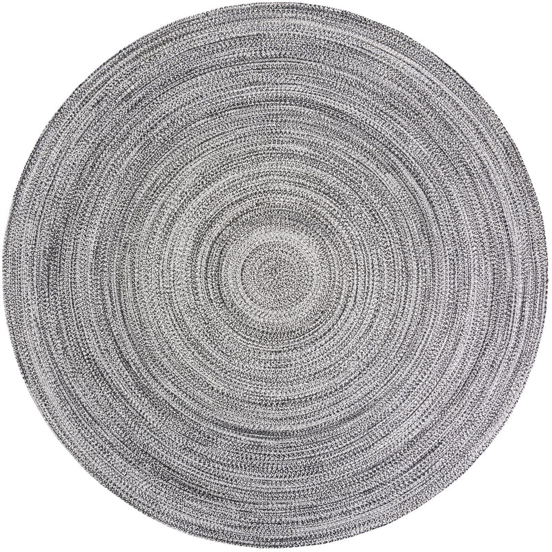 Sustainable Strands Indoor-Outdoor Oasis Collection Area Rug -  Sandbar (Black and White) Round Black and White  lifestyle 22