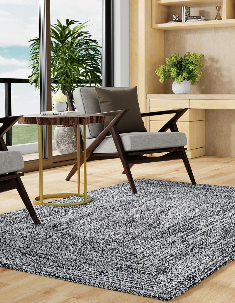 Sustainable Strands Indoor-Outdoor Oasis Collection Area Rug -  Sandbar (Black and White) Rectangle Black and White  lifestyle 3
