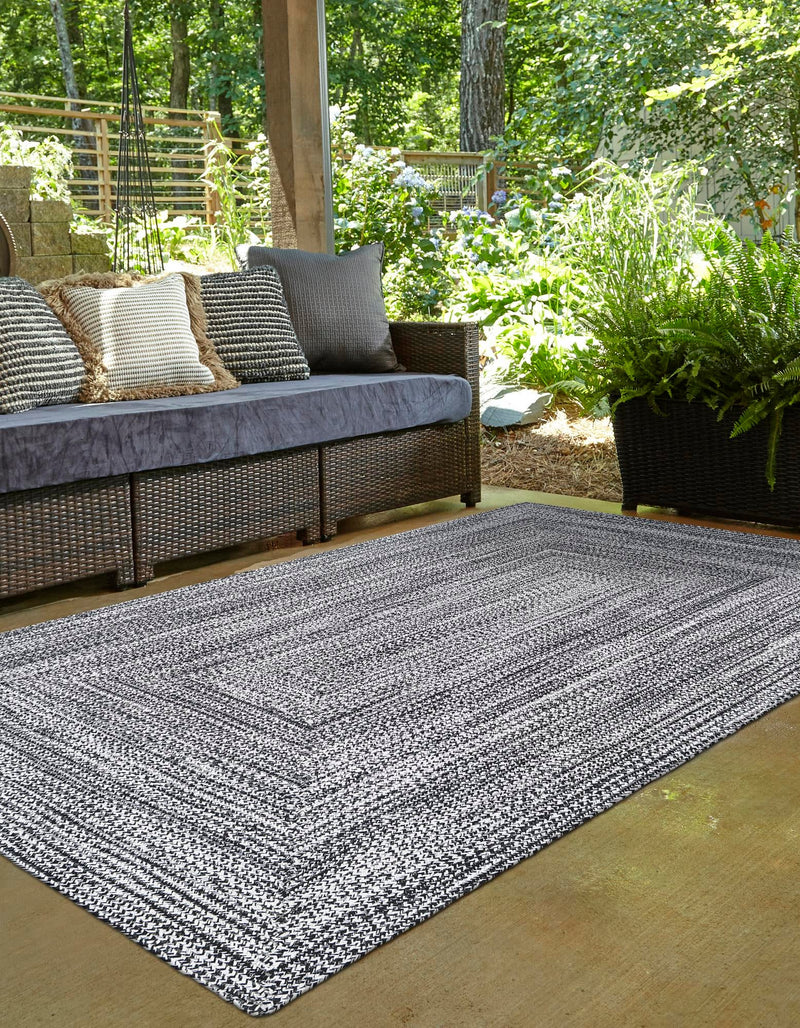 Sustainable Strands Indoor-Outdoor Oasis Collection Area Rug -  Sandbar (Black and White) Rectangle Black and White  lifestyle 6