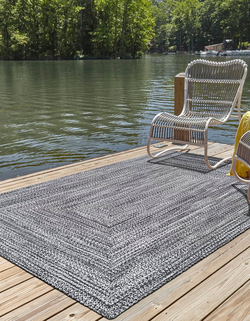 Sustainable Strands Indoor-Outdoor Oasis Collection Area Rug -  Sandbar (Black and White) Rectangle Black and White  lifestyle 8