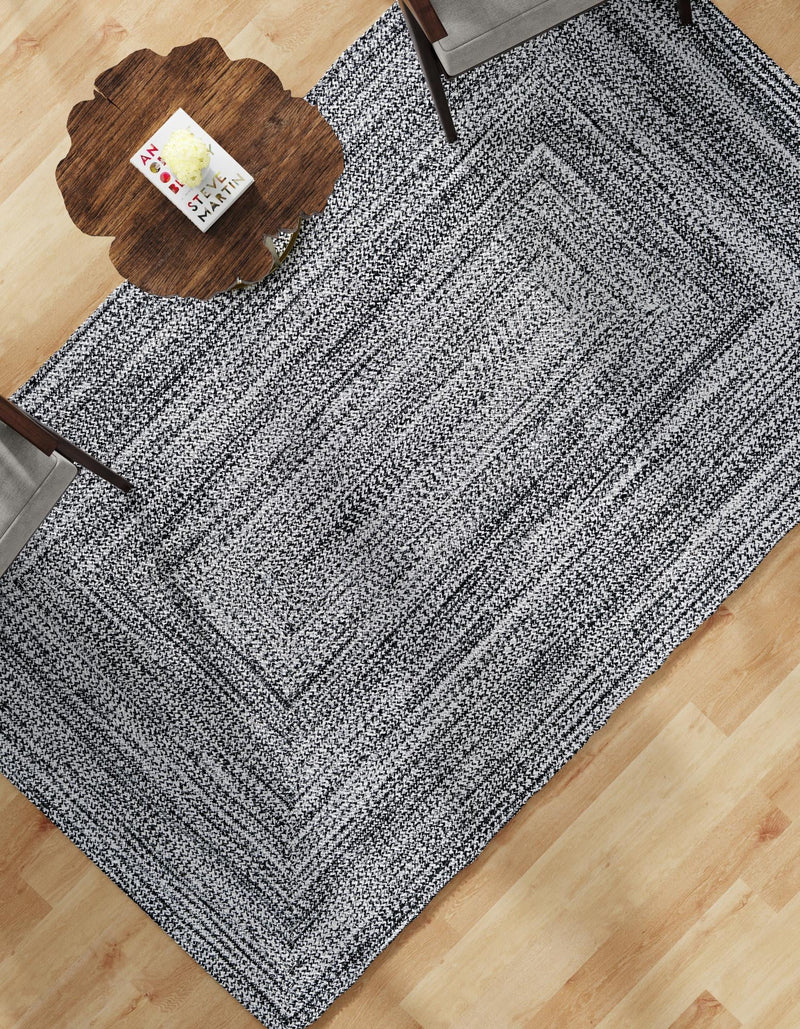 Sustainable Strands Indoor-Outdoor Oasis Collection Area Rug -  Sandbar (Black and White) Rectangle Black and White  lifestyle 11