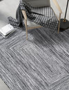 Sustainable Strands Indoor-Outdoor Oasis Collection Area Rug -  Sandbar (Black and White) Rectangle Black and White  lifestyle 12