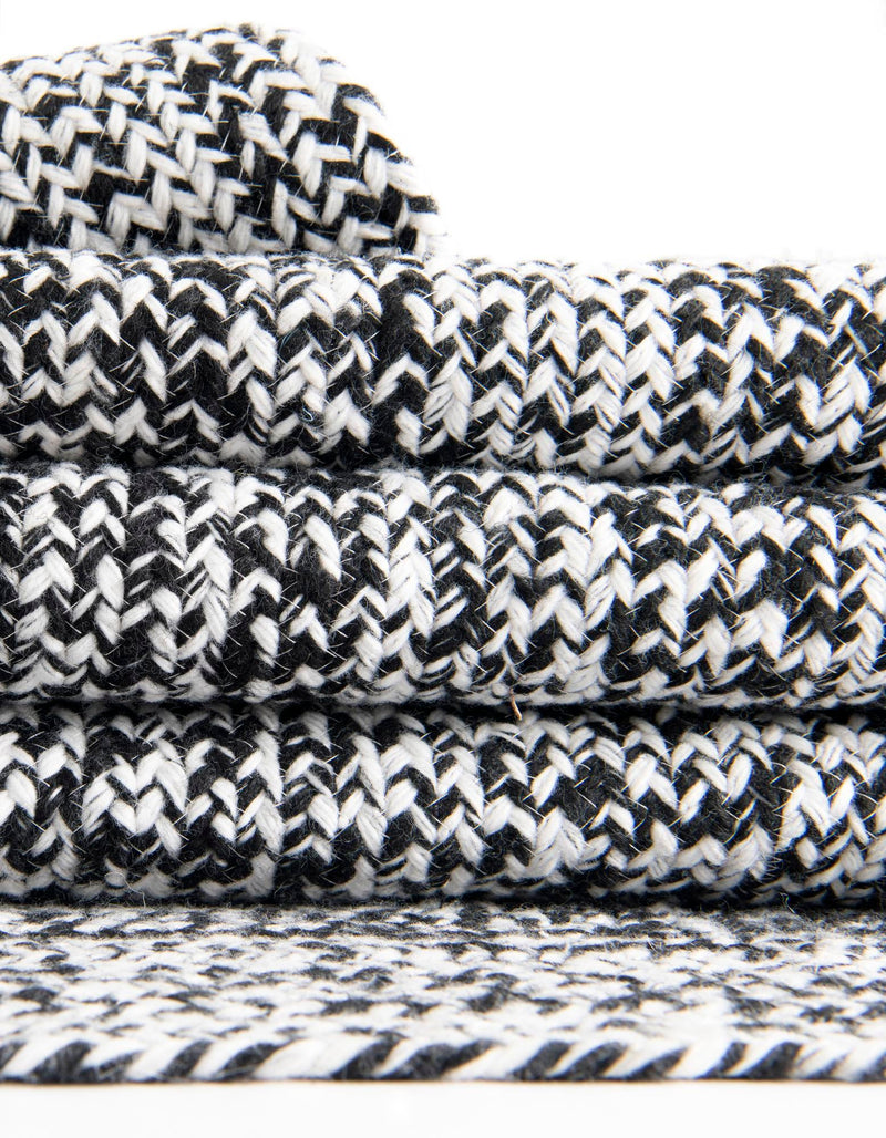 Sustainable Strands Indoor-Outdoor Oasis Collection Area Rug -  Sandbar (Black and White) Rectangle Black and White  lifestyle 21