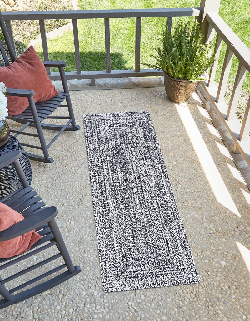 Sustainable Strands Indoor-Outdoor Oasis Collection Area Rug -  Sandbar (Black and White) Runner Black and White  lifestyle 25
