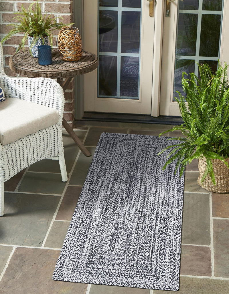 Sustainable Strands Indoor-Outdoor Oasis Collection Area Rug -  Sandbar (Black and White) Runner Black and White  lifestyle 28