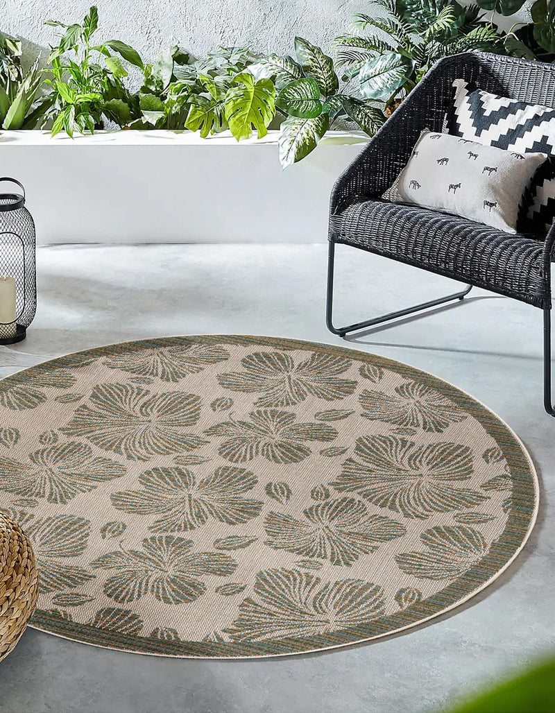 Coastal Terrace Collection Area Rug -  Marina Round Ivory and Beige  lifestyle 19