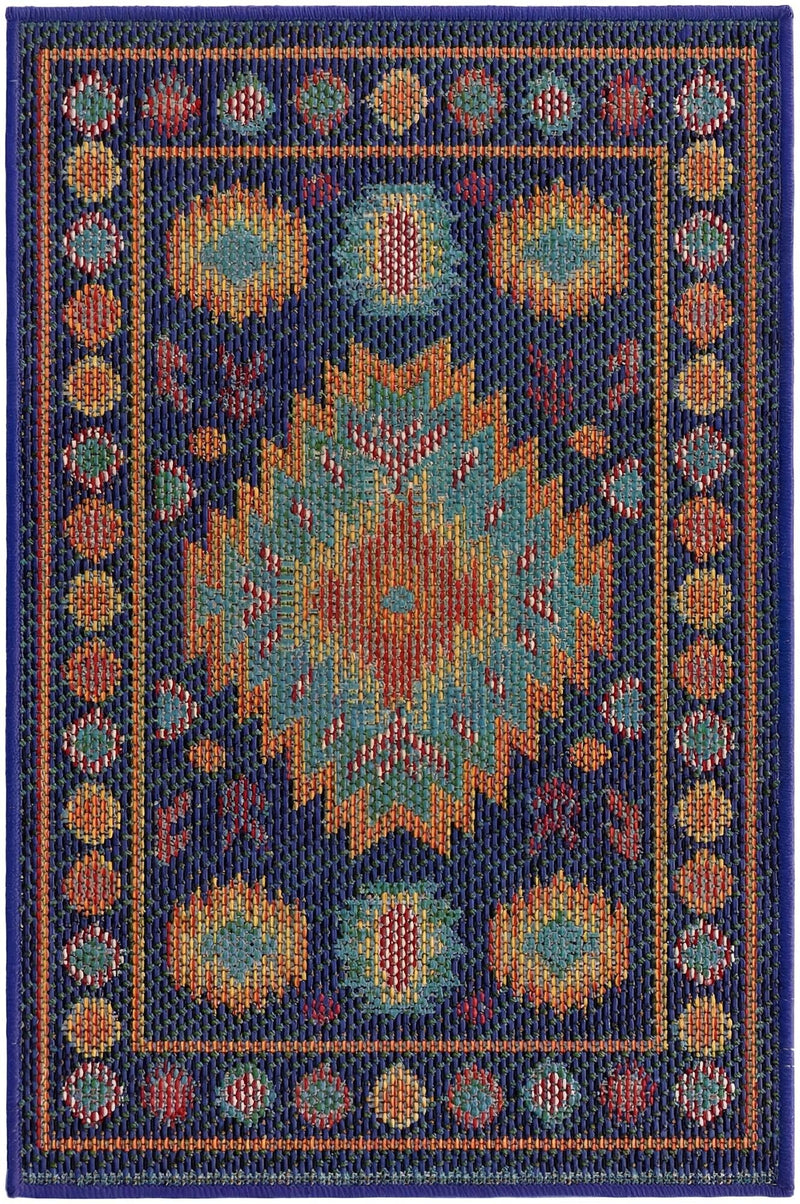 Coastal Terrace Collection Area Rug -  Dunes Rectangle Navy Blue  lifestyle 2