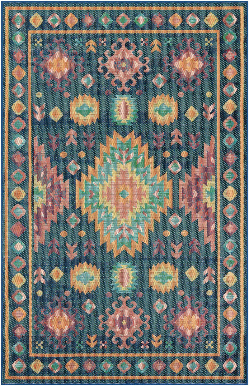 Coastal Terrace Collection Area Rug -  Dunes Rectangle Navy Blue  lifestyle 3