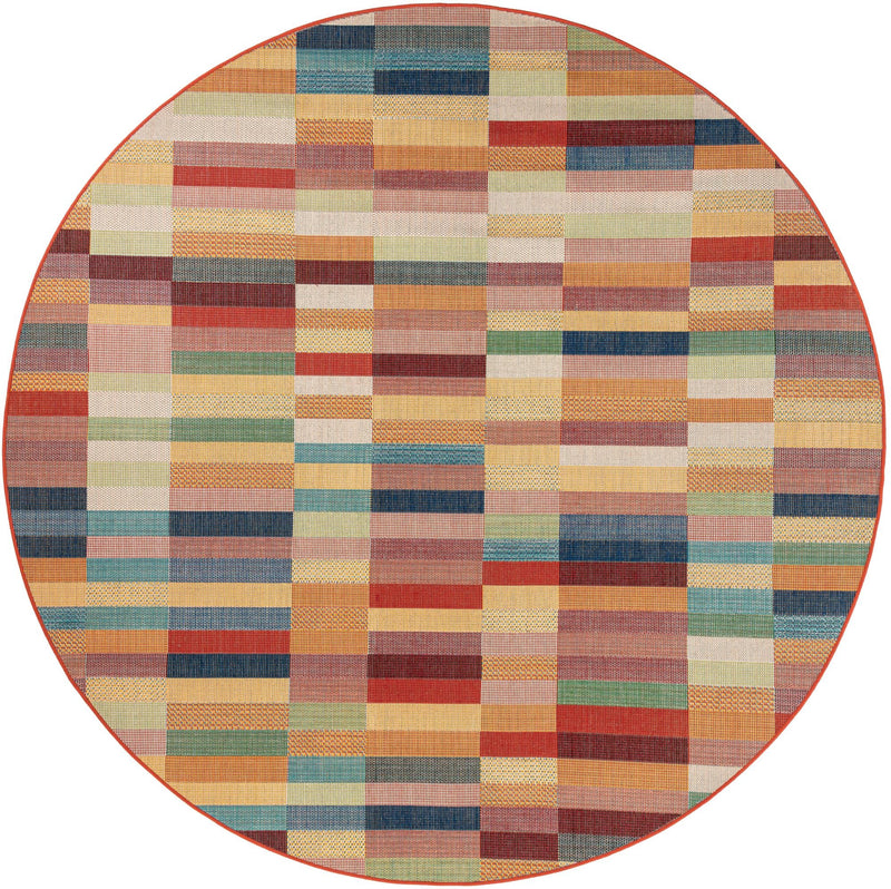Coastal Terrace Collection Area Rug -  Harbor Round Multi  lifestyle 16