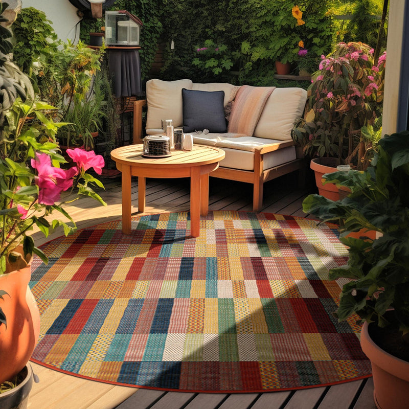 Coastal Terrace Collection Area Rug -  Harbor Round Multi  lifestyle 62