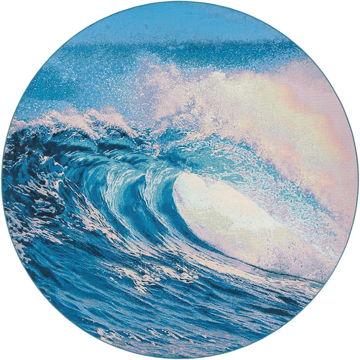 Urban Terrace Collection Area Rug - Veranda Round Blue  lifestyle 7