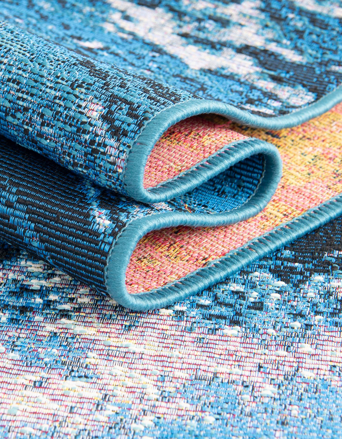 Urban Terrace Collection Area Rug - Veranda Round Blue  lifestyle 27
