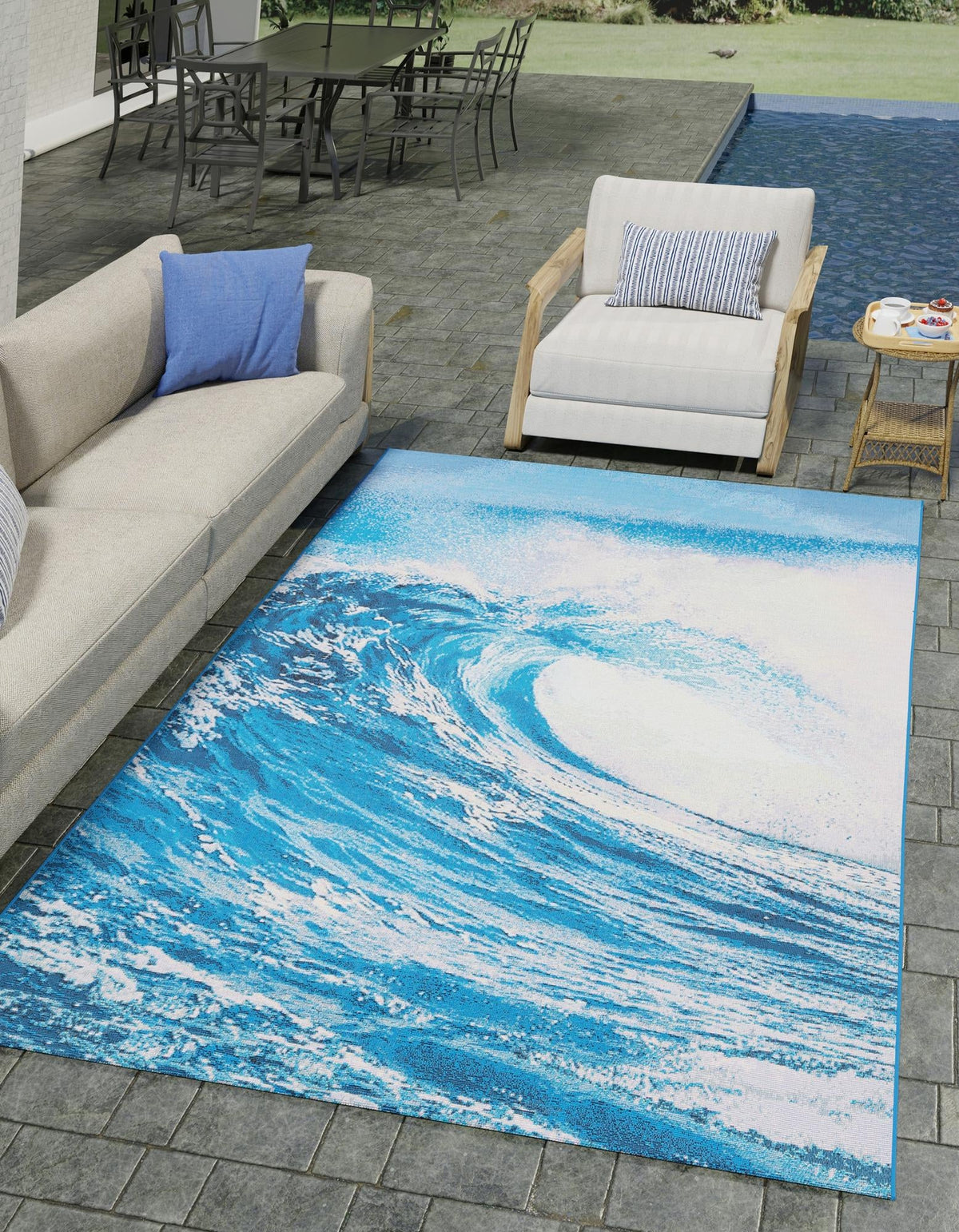 Urban Terrace Collection Area Rug - Veranda Rectangle Blue Main