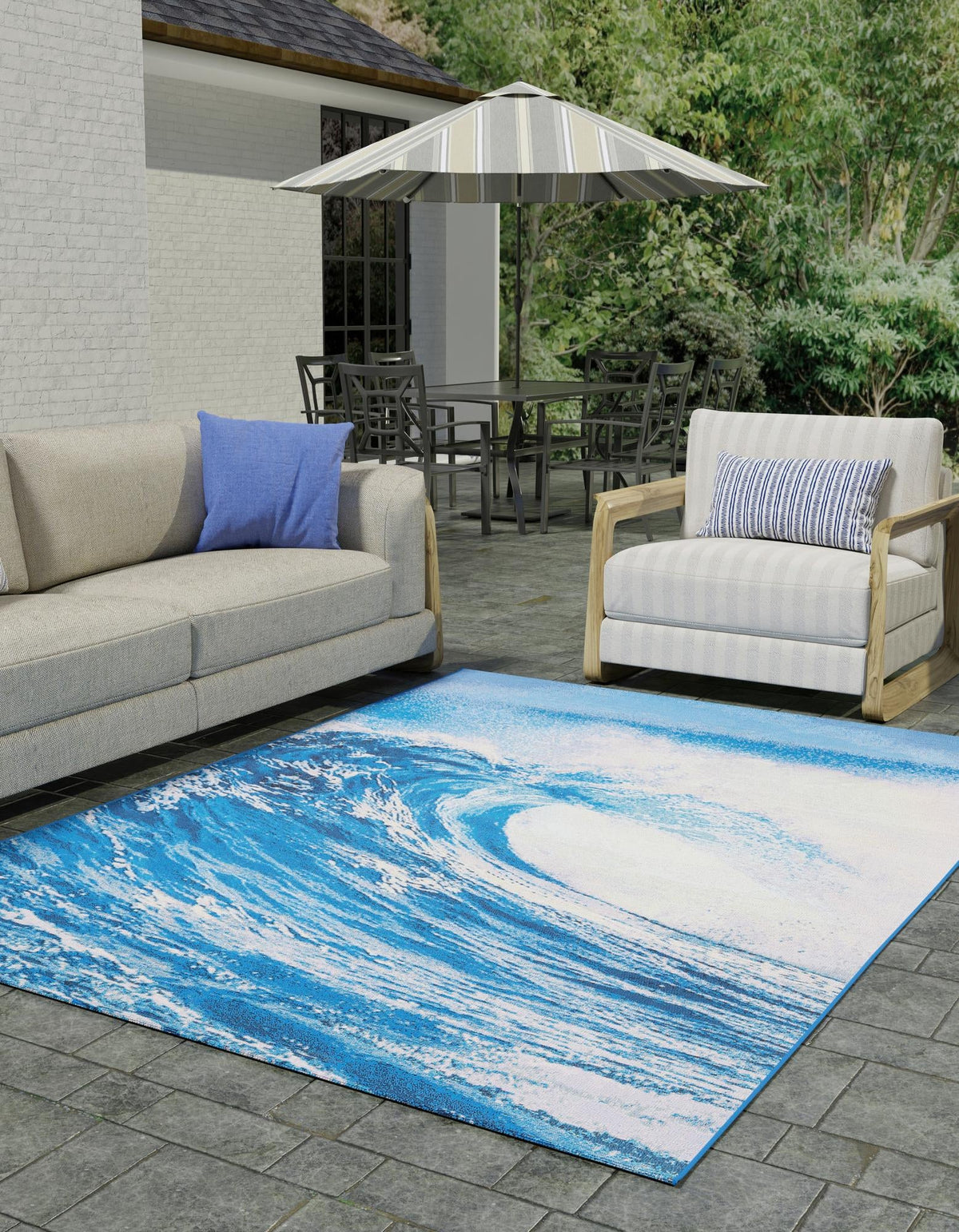 Urban Terrace Collection Area Rug - Veranda Rectangle Blue  lifestyle 2
