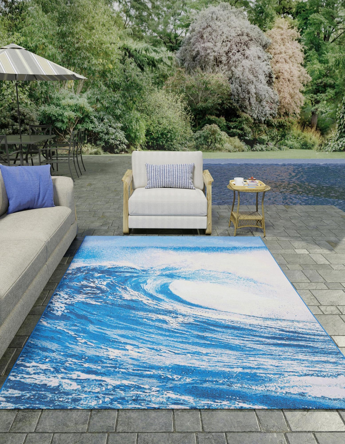 Urban Terrace Collection Area Rug - Veranda Rectangle Blue  lifestyle 3