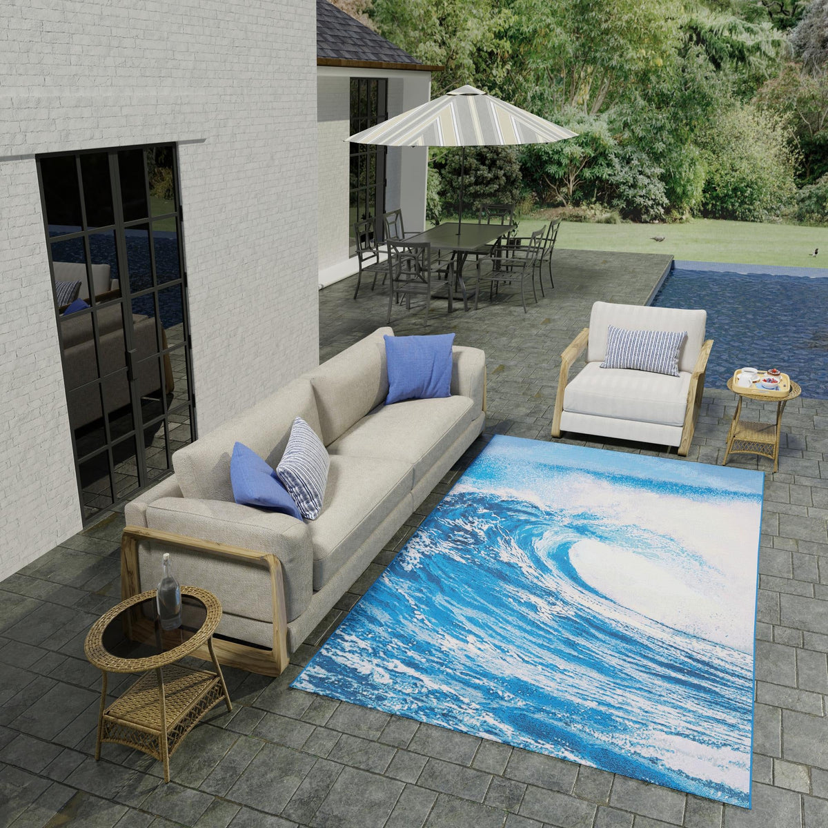 Urban Terrace Collection Area Rug - Veranda Rectangle Blue  lifestyle 4