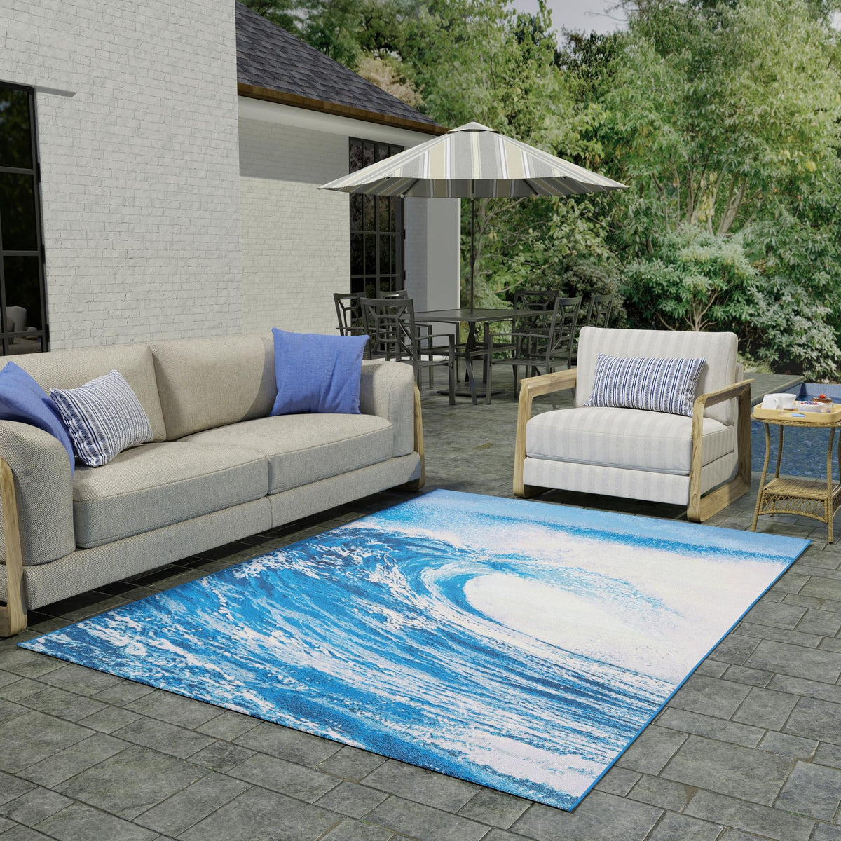 Urban Terrace Collection Area Rug - Veranda Rectangle Blue  lifestyle 5