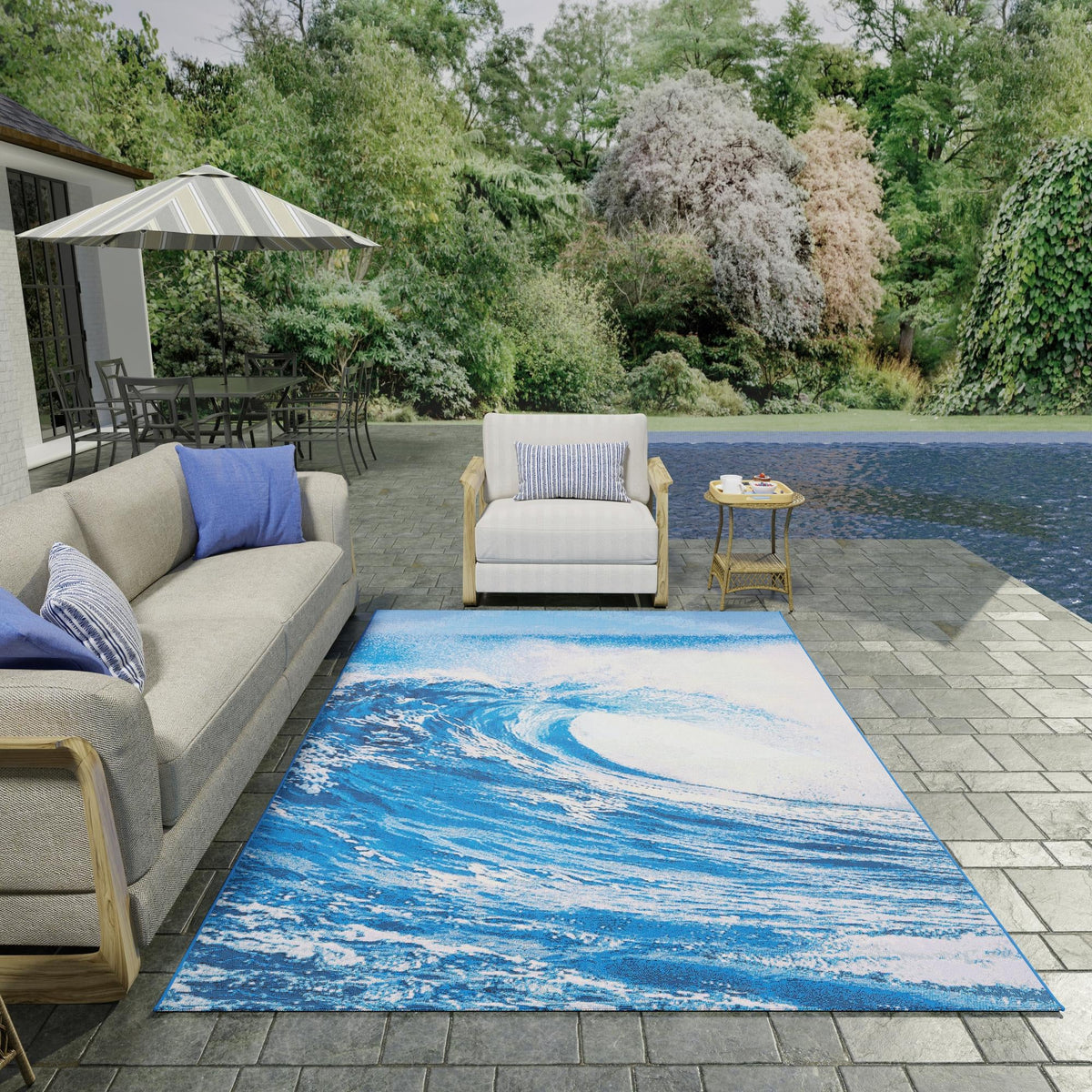 Urban Terrace Collection Area Rug - Veranda Rectangle Blue  lifestyle 6