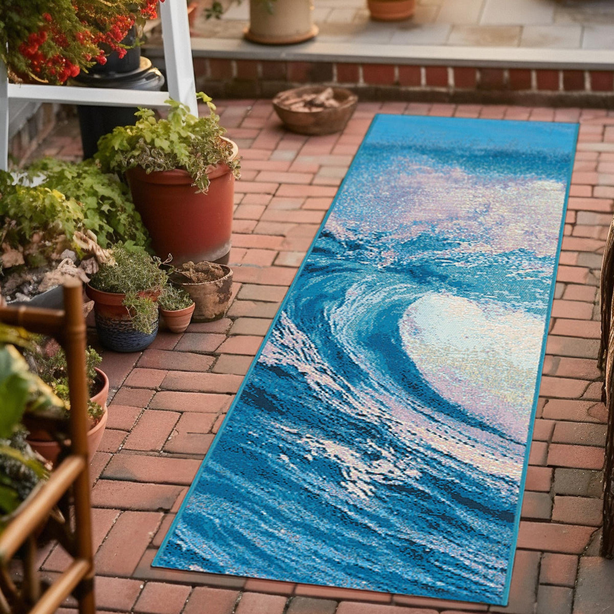 Urban Terrace Collection Area Rug - Veranda Runner Blue  lifestyle 31