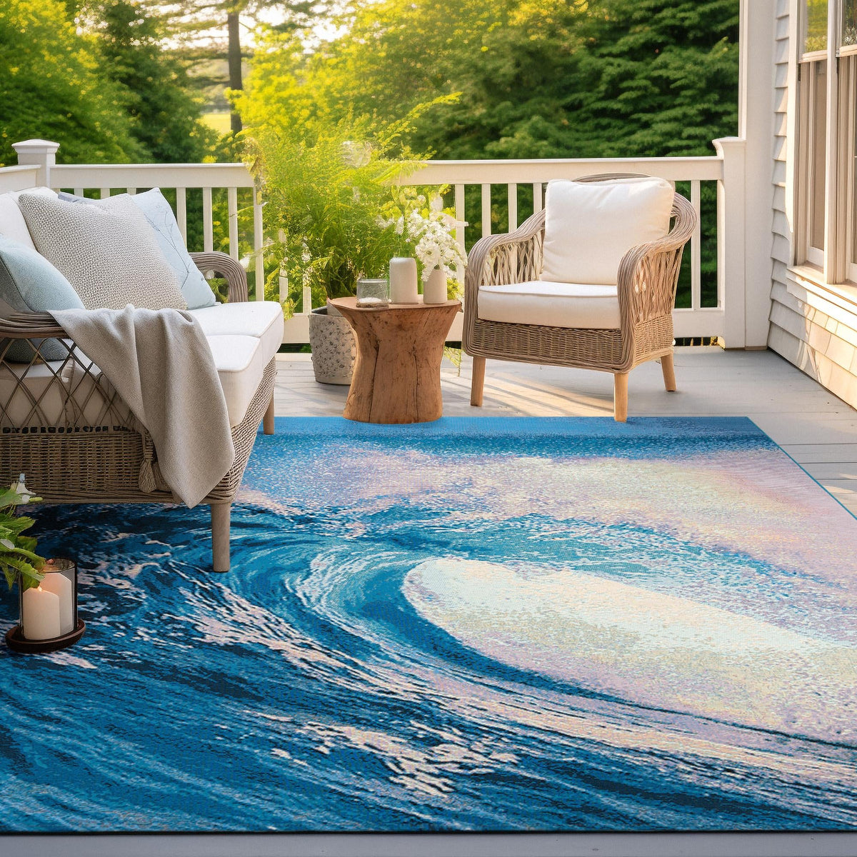Urban Terrace Collection Area Rug - Veranda Square Blue  lifestyle 30