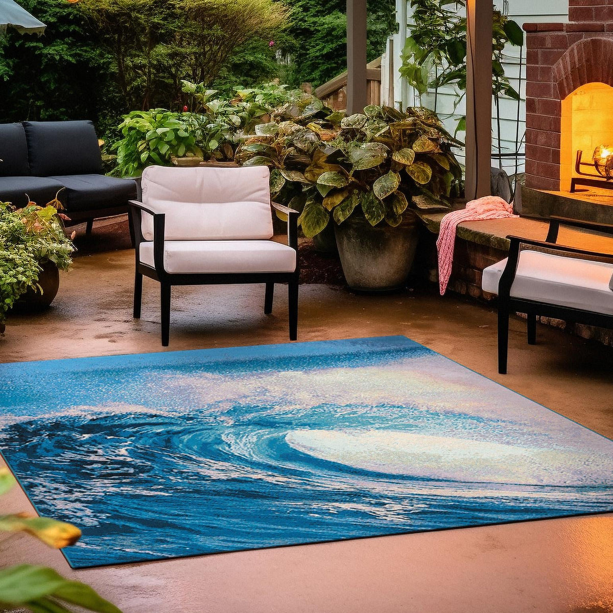 Urban Terrace Collection Area Rug - Veranda Square Blue  lifestyle 33
