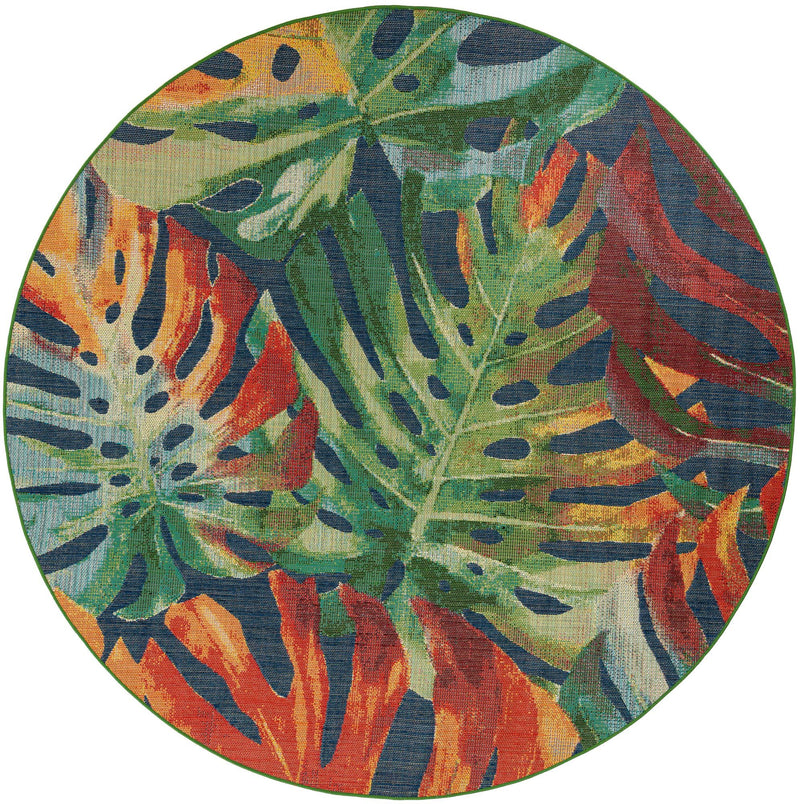 Coastal Terrace Collection Area Rug -  Pier Round Multi  lifestyle 16