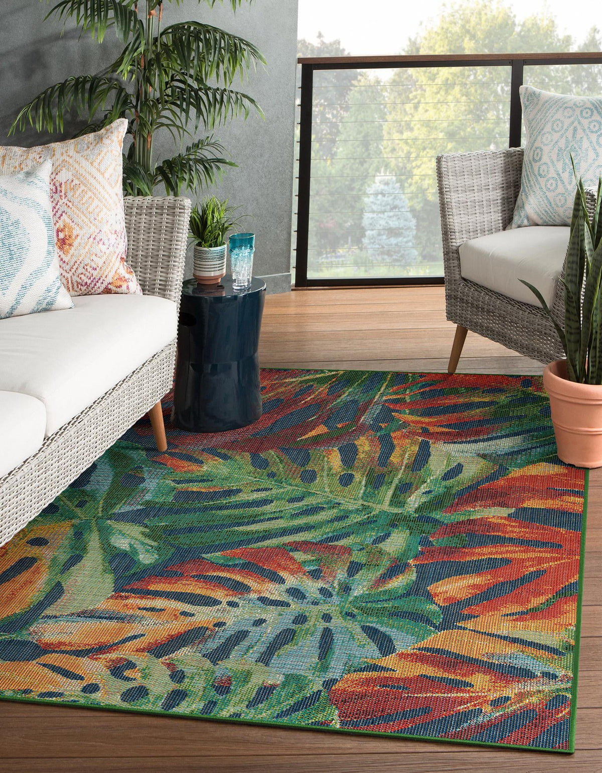 Coastal Terrace Collection Area Rug -  Pier Rectangle Multi  lifestyle 2