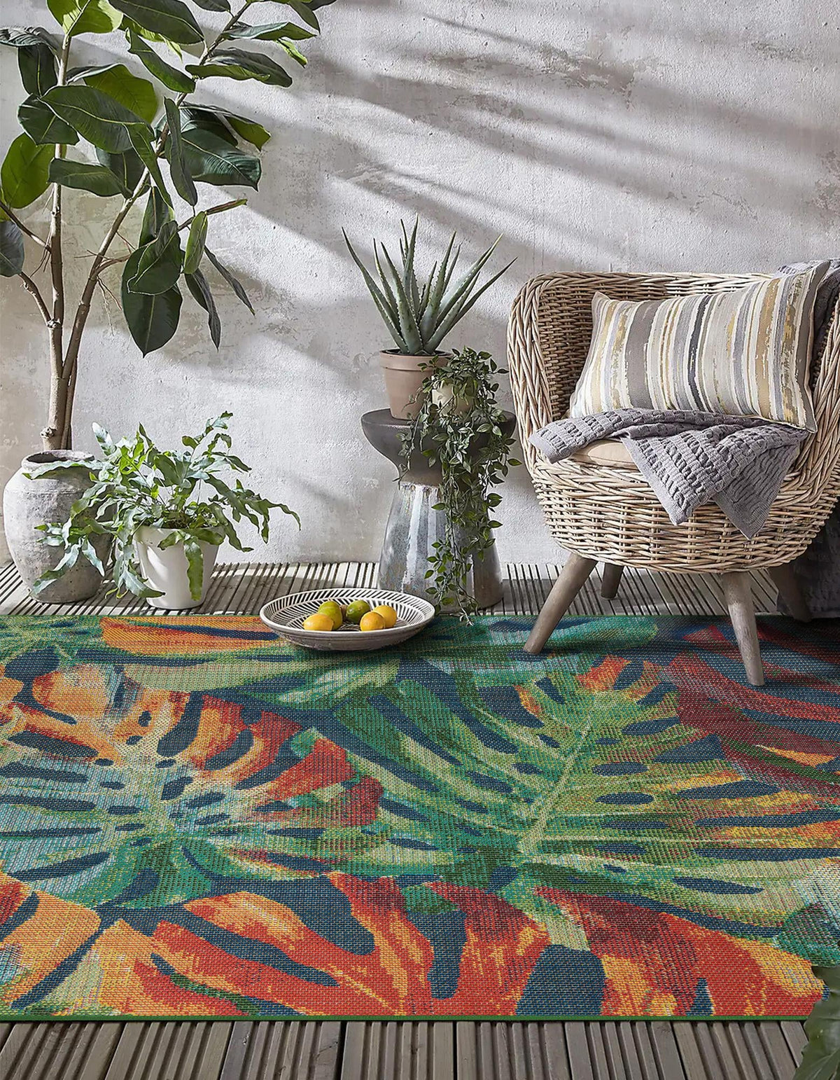 Coastal Terrace Collection Area Rug -  Pier Rectangle Multi  lifestyle 3