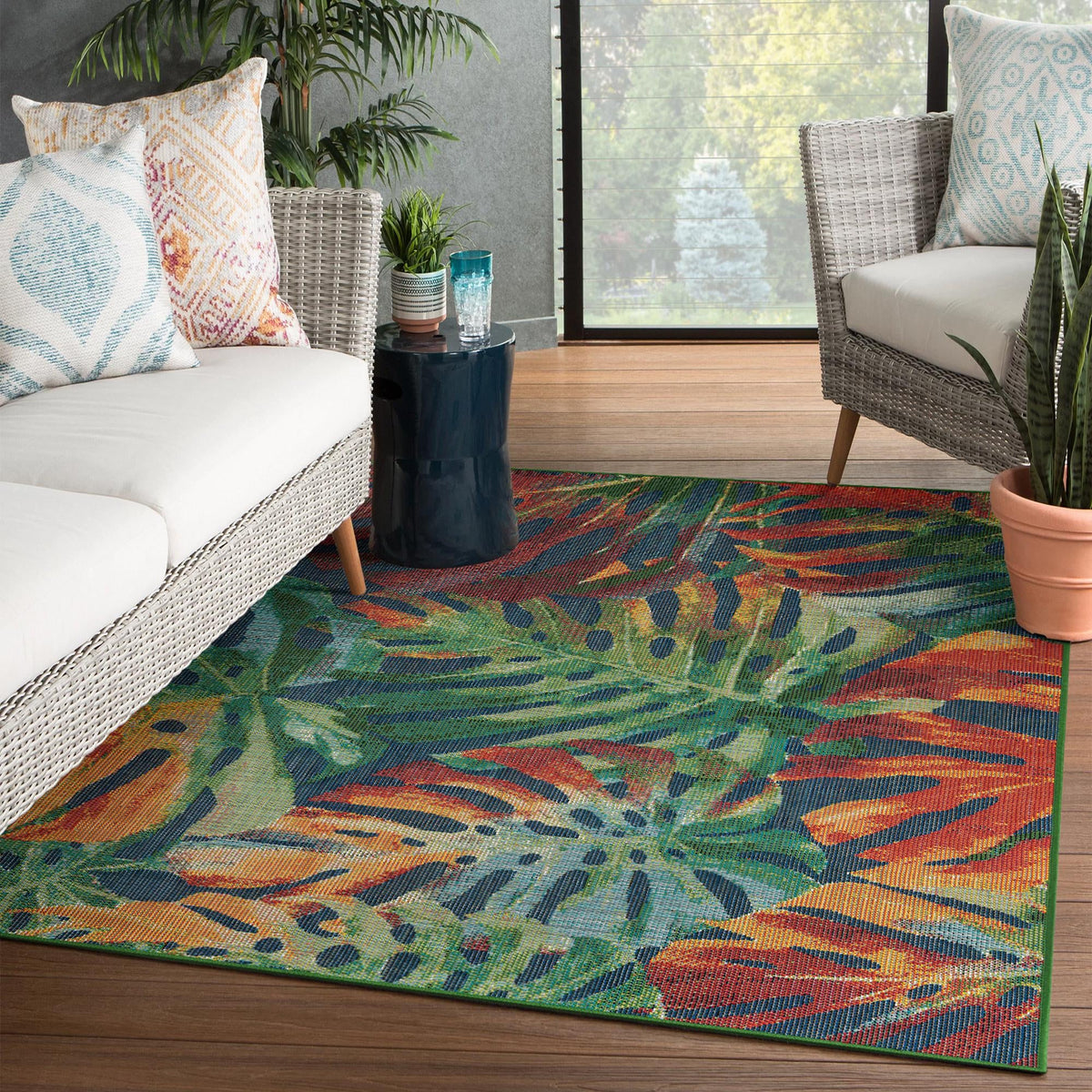 Coastal Terrace Collection Area Rug -  Pier Rectangle Multi  lifestyle 14