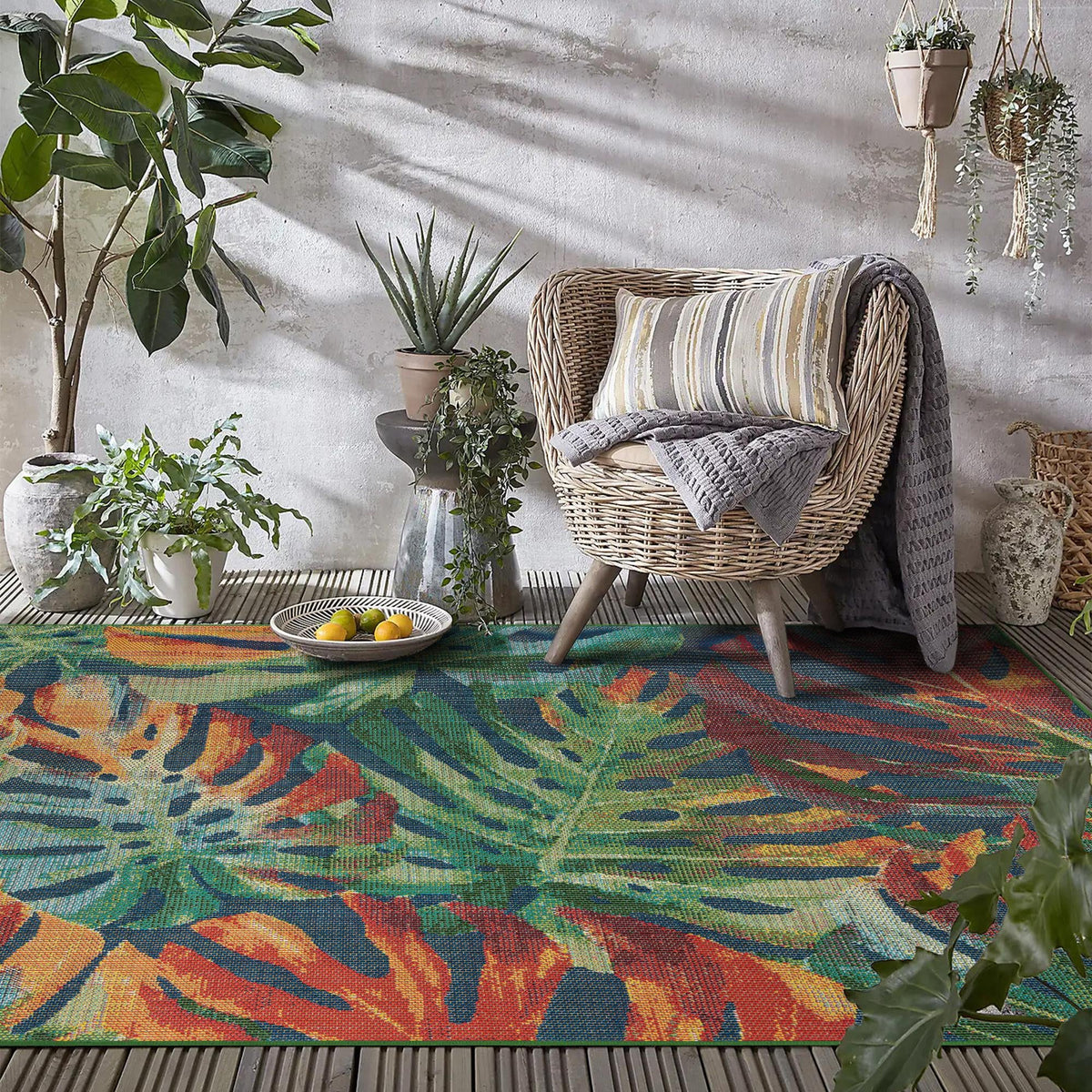 Coastal Terrace Collection Area Rug -  Pier Rectangle Multi  lifestyle 15