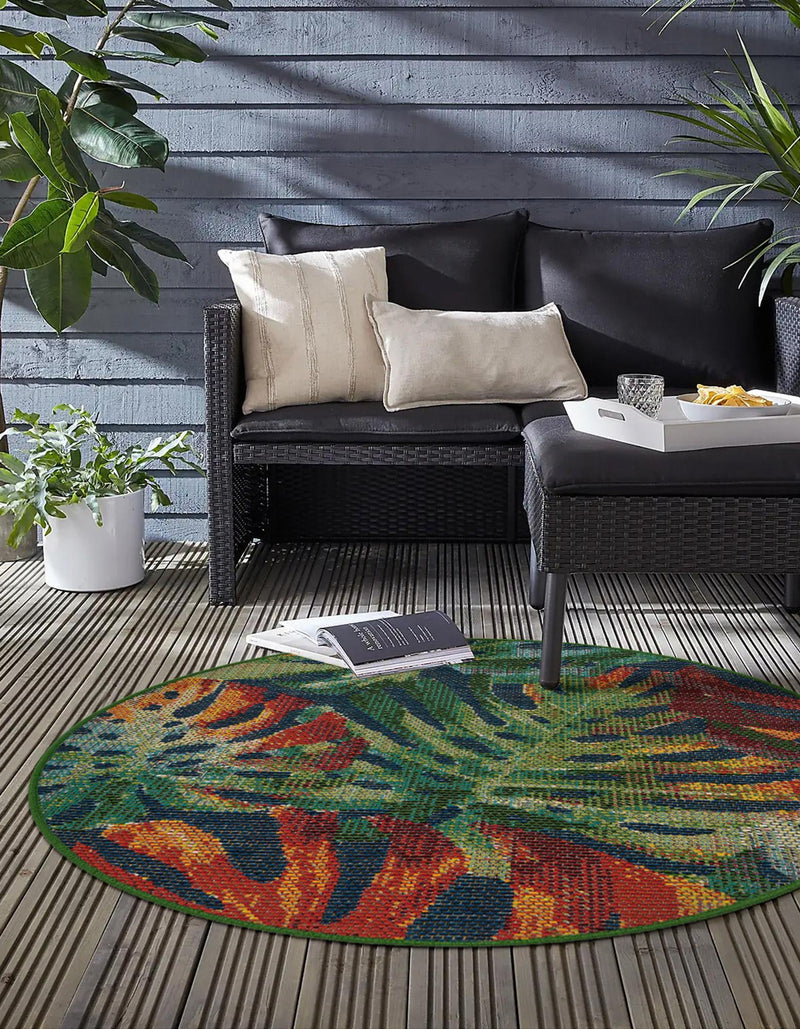 Coastal Terrace Collection Area Rug -  Pier Round Multi  lifestyle 22