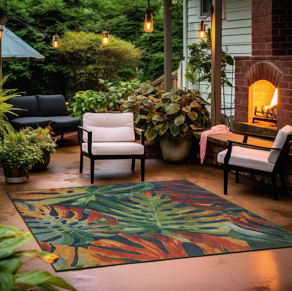 Coastal Terrace Collection Area Rug -  Pier Square Multi  lifestyle 62