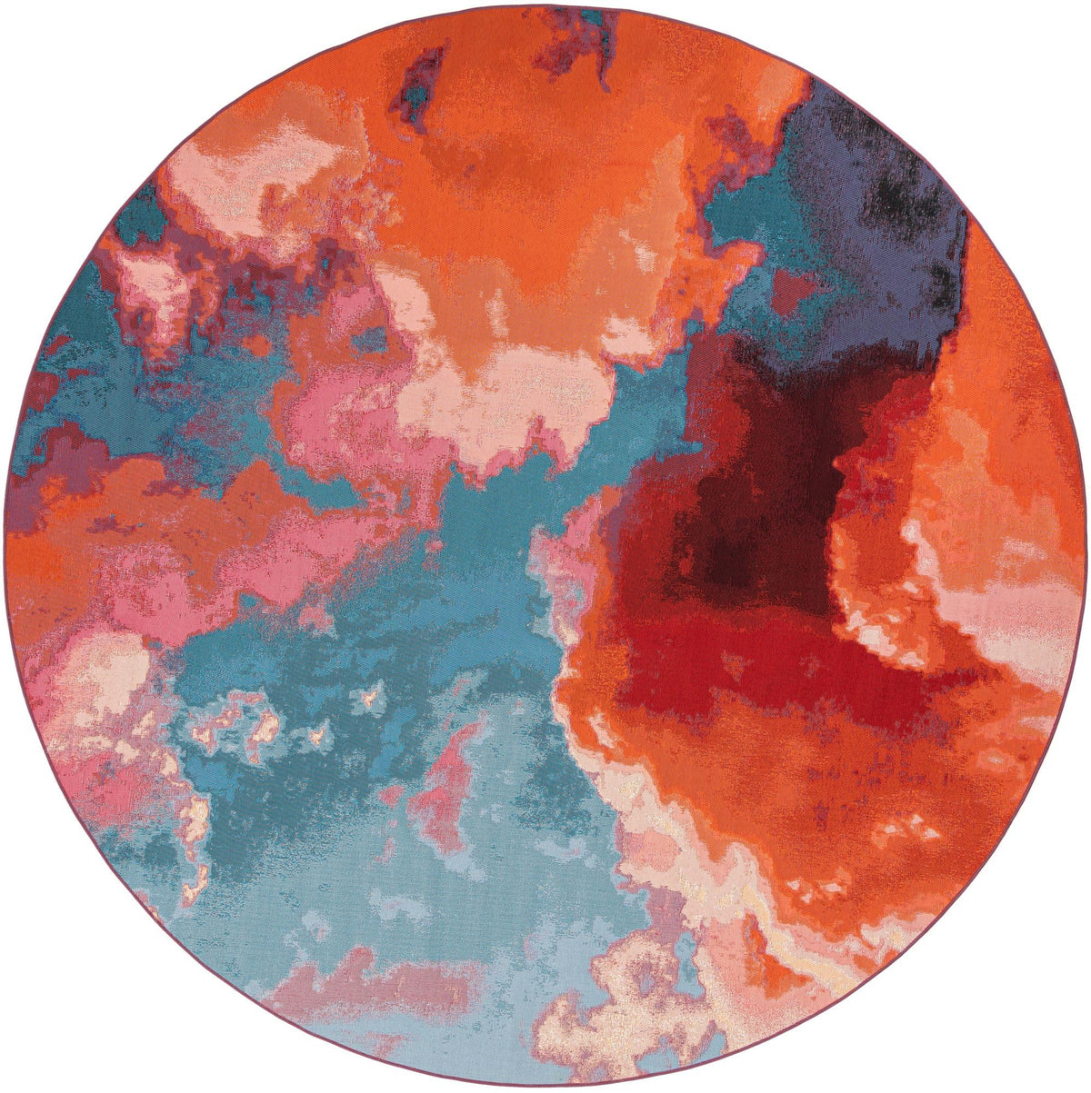 Urban Terrace Collection Area Rug -  Patio Round Gray and Pink  lifestyle 7