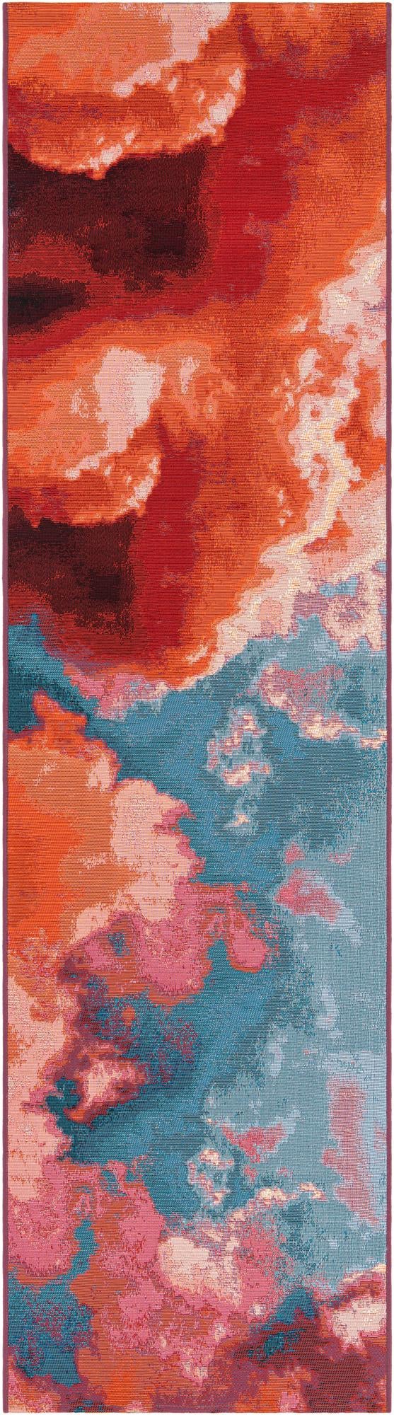 Urban Terrace Collection Area Rug -  Patio Runner Gray and Pink  lifestyle 32