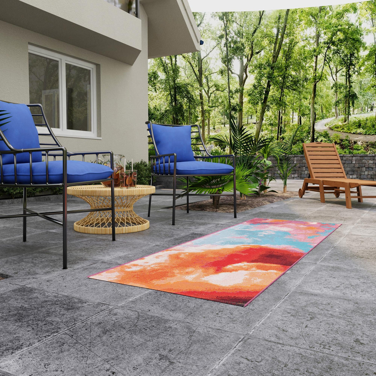 Urban Terrace Collection Area Rug -  Patio Runner Gray and Pink  lifestyle 40
