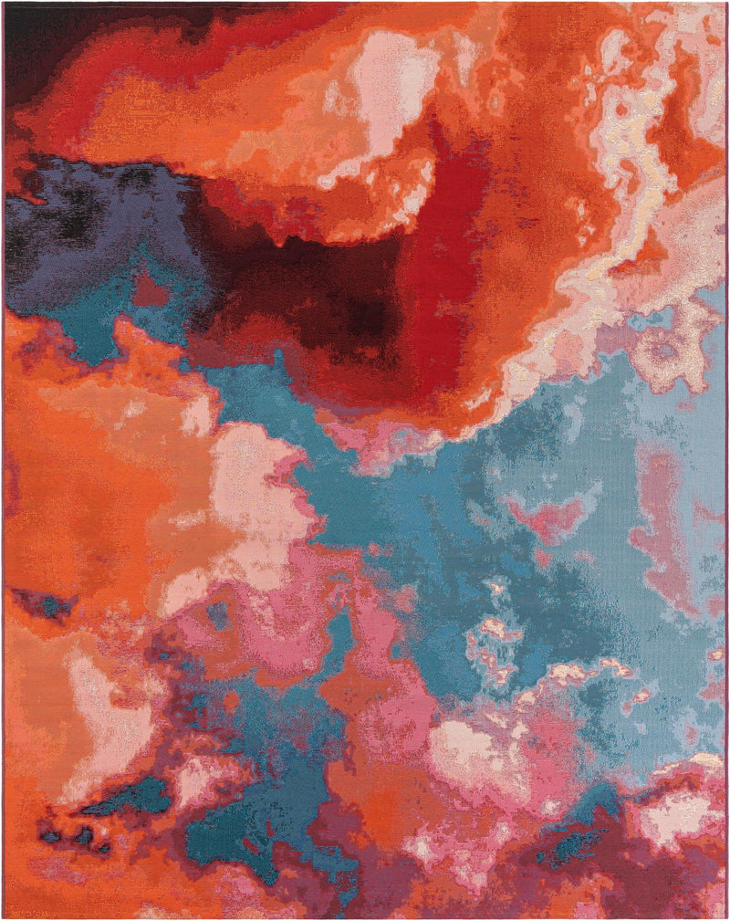 Urban Terrace Collection Area Rug -  Patio Rectangle Gray and Pink  lifestyle 3