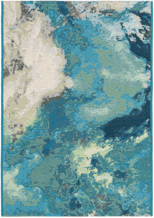 Urban Terrace Collection Area Rug -  Gazebo Rectangle Blue and Ivory Main