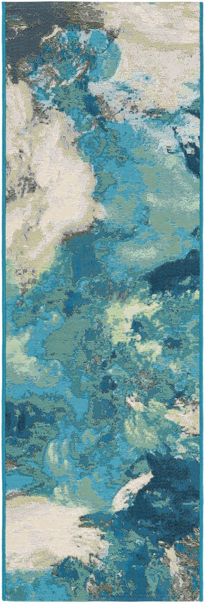 Urban Terrace Collection Area Rug -  Gazebo Runner Blue and Ivory  lifestyle 28